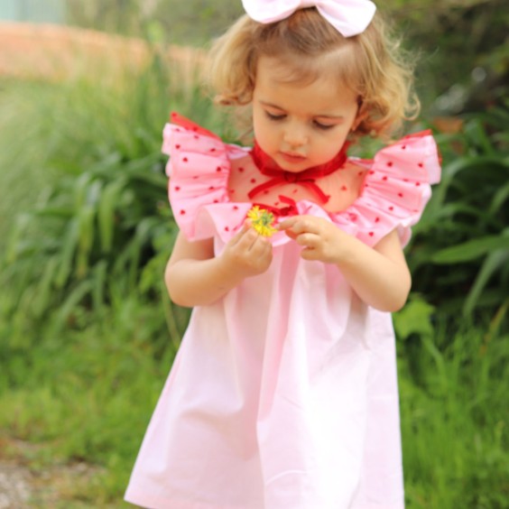 Pink Dress with red tule