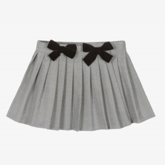 Grey pleated Skirt with bows