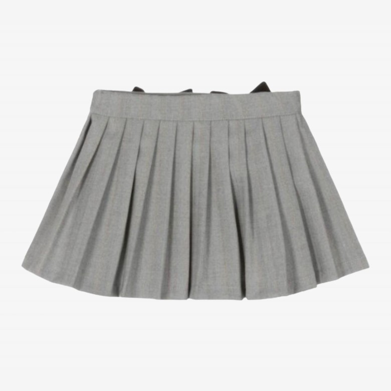 Grey pleated Skirt with bows Phi Clothing Phiclothing