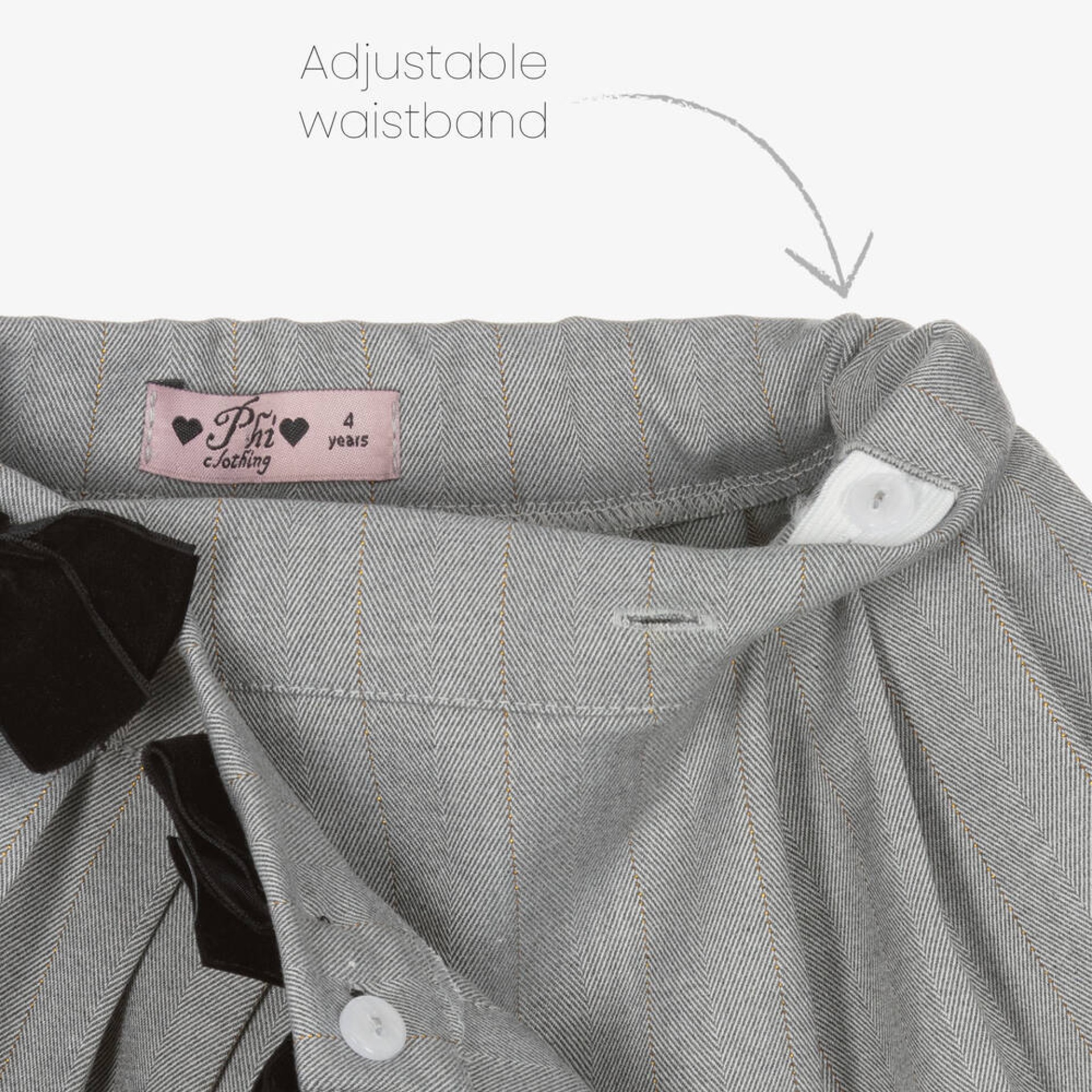 Saia pregas cinza laços