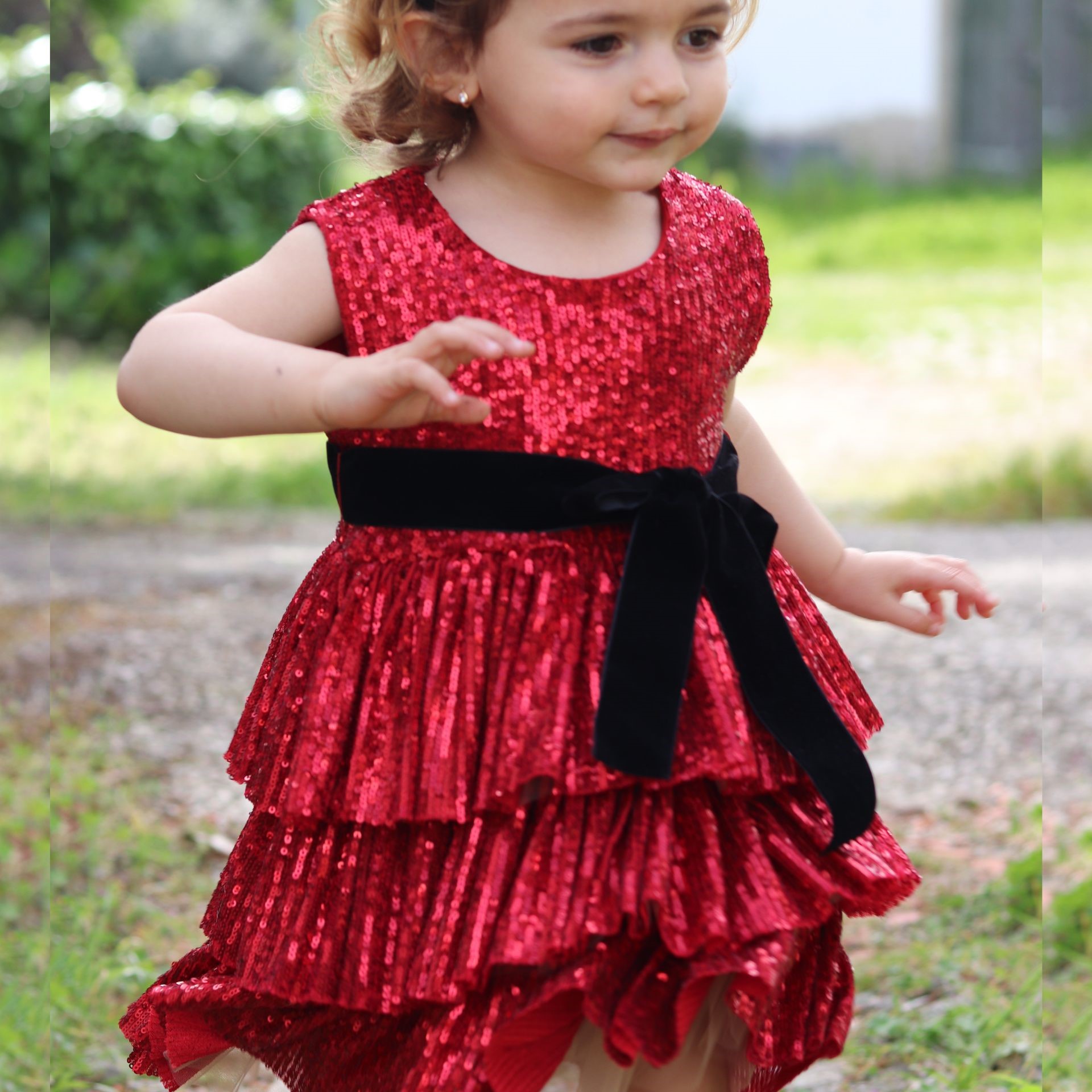 Vestido Clássico Lantejoulas Vermelha