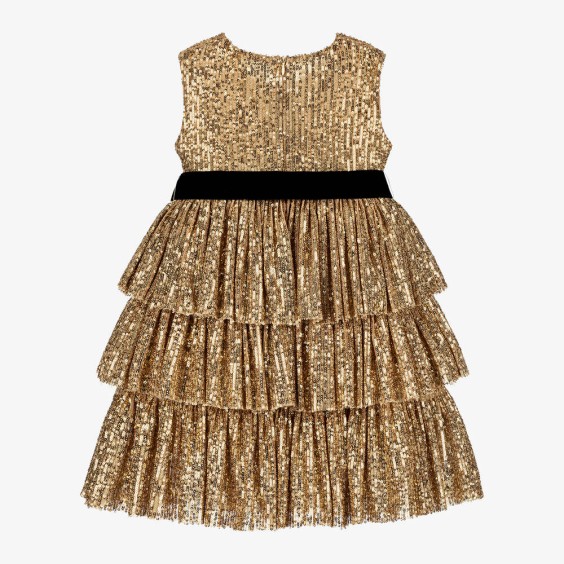 Gold Sequins Classic Dress