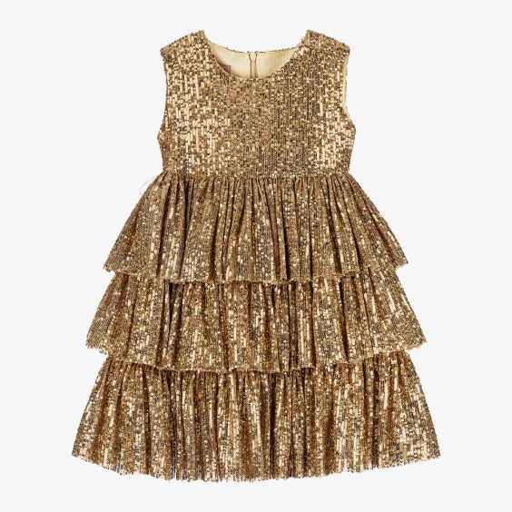 Gold Sequins Classic Dress