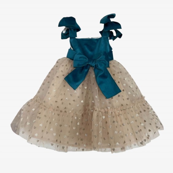 Robe en velours bleu avec tulle