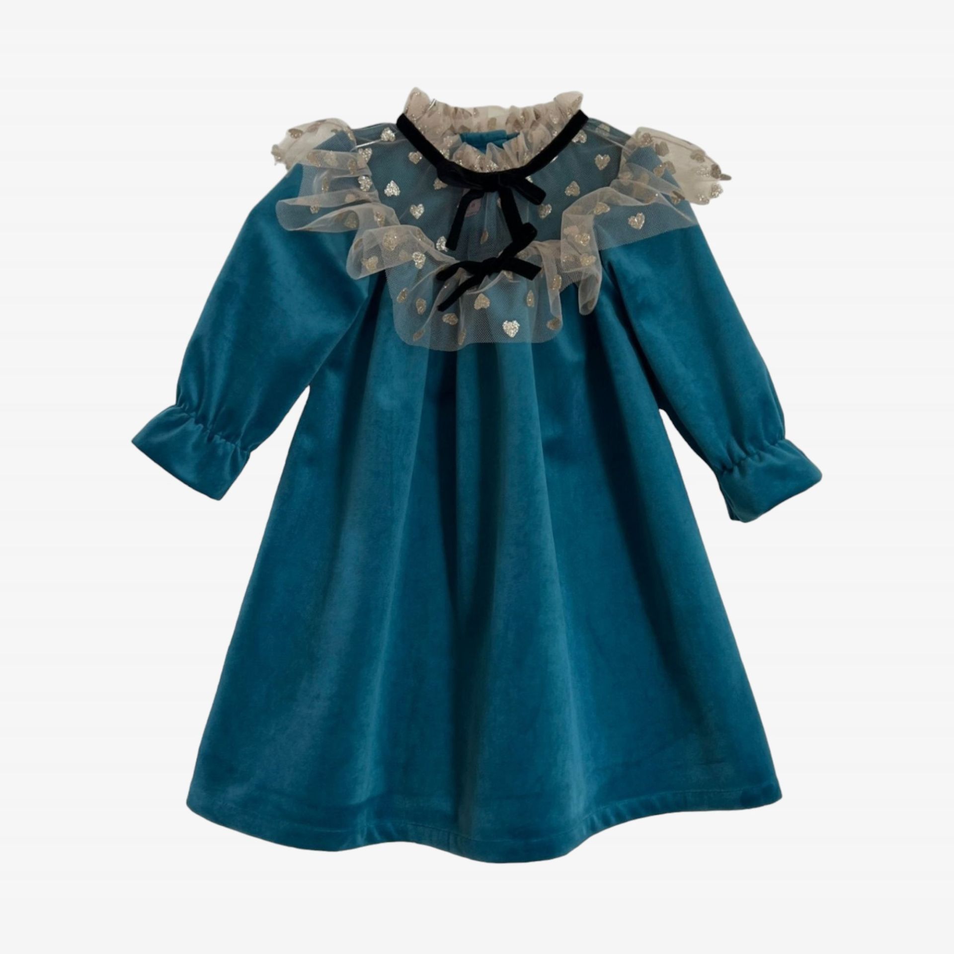 Blue Velvet Frill Dress with tule