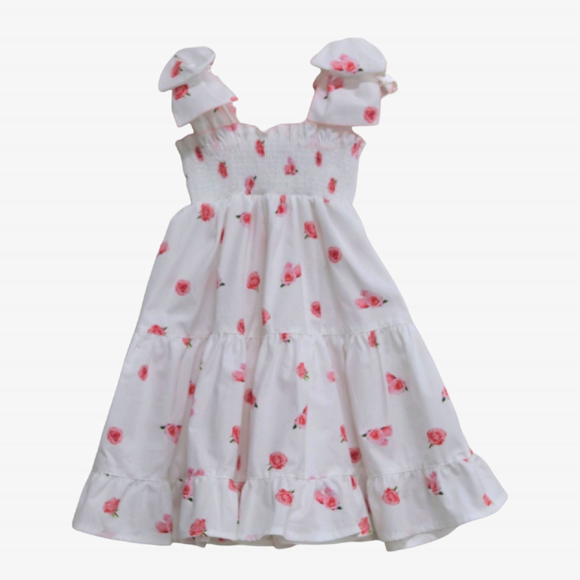 Vestido Midi Rosas Cor de Rosa