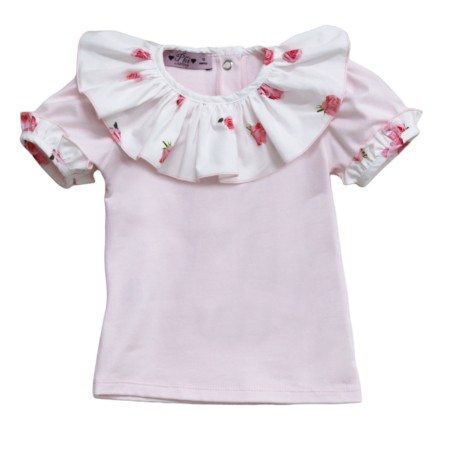 Pink t-shirt with rose collar