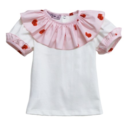 Raw t-shirt with hearts collar