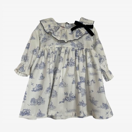 Blue toile de jouy dress