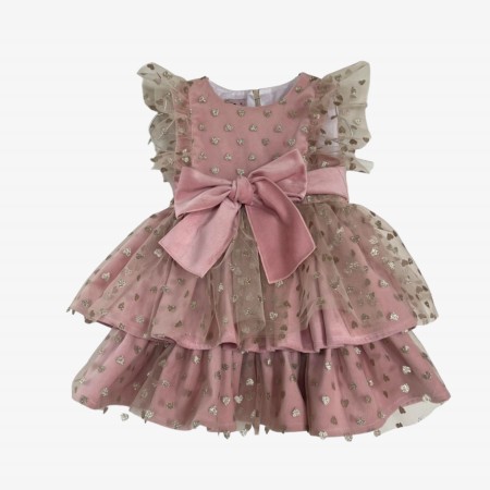 Pink velvet tulle dress