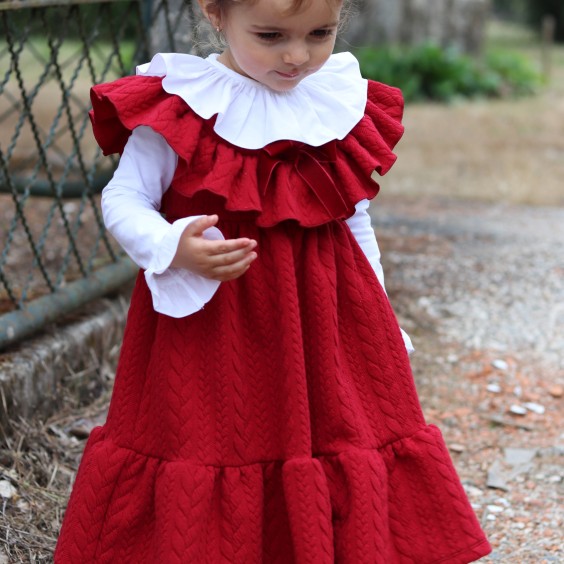 Frilled burgundy dress
