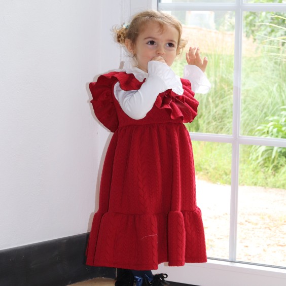 Frilled burgundy dress