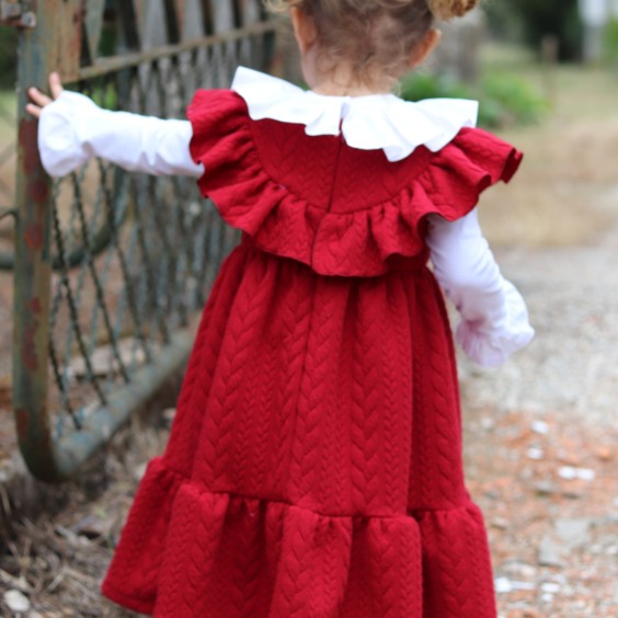Frilled burgundy dress