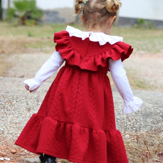 Frilled burgundy dress