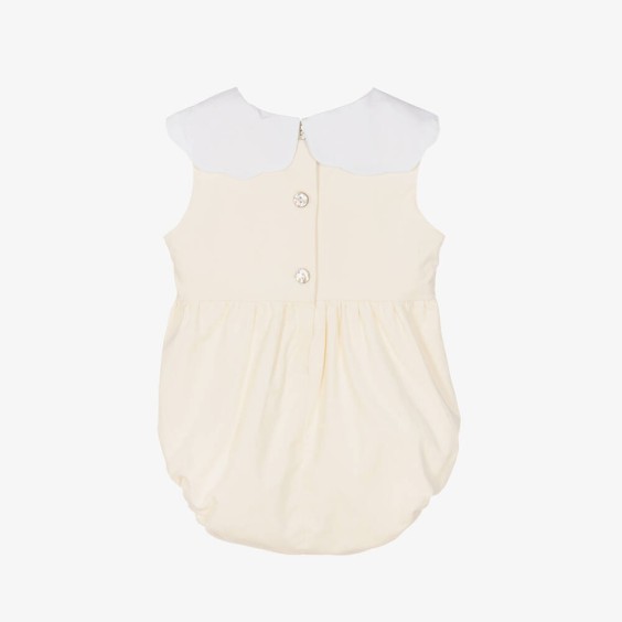 Barboteuse Velours ivoire avec fleur