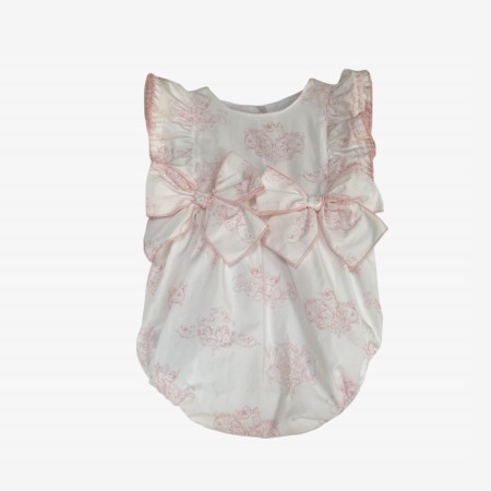 Barboteuse Toile de Jouy Rose