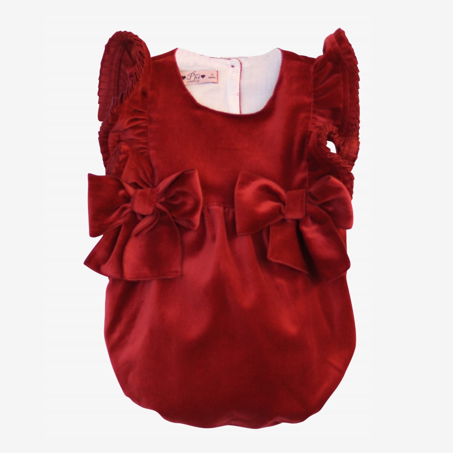 Bordeaux Velvet Romper with bows