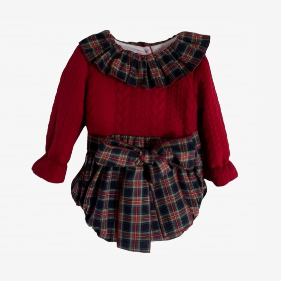 Bordeaux Tartan Romper with bordeaux