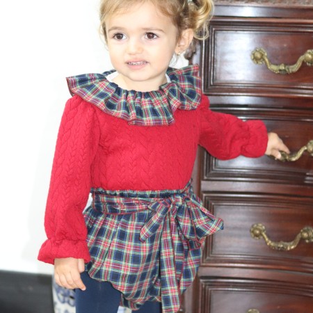 Bordeaux Tartan Romper with bordeaux Bordeaux Tartan Romper with bordeaux