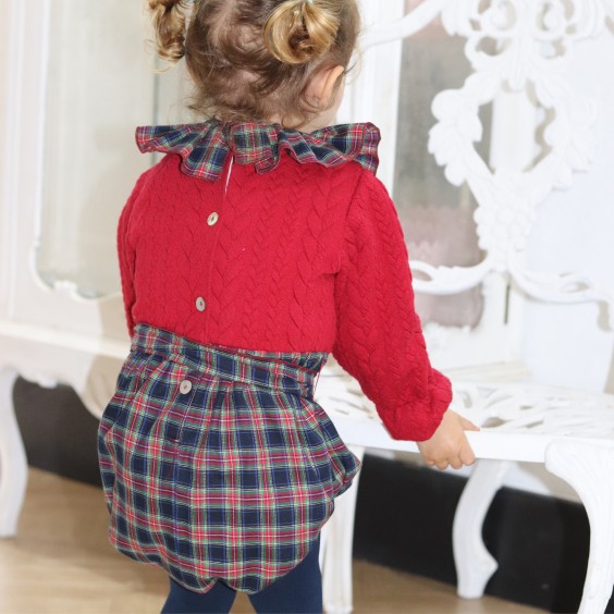 Fofo xadrez bordeaux com malha bordeaux