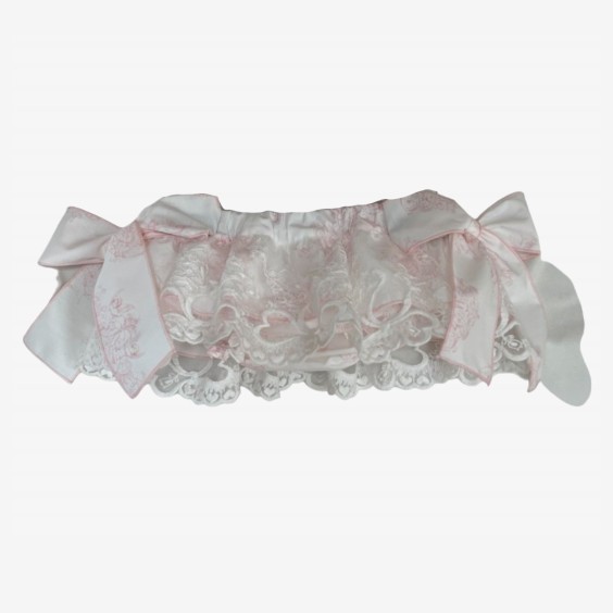 Tapa Fraldas Toile de Jouy Rosa com tule