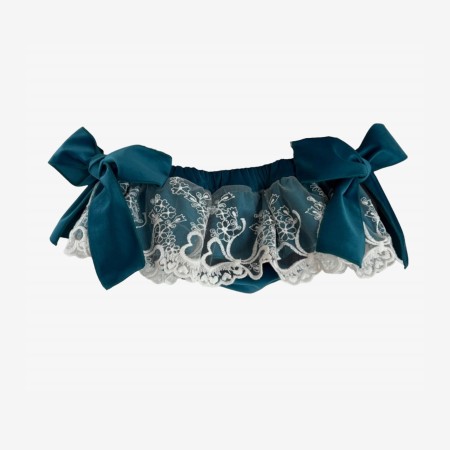 Blue Bloomer with tule collar