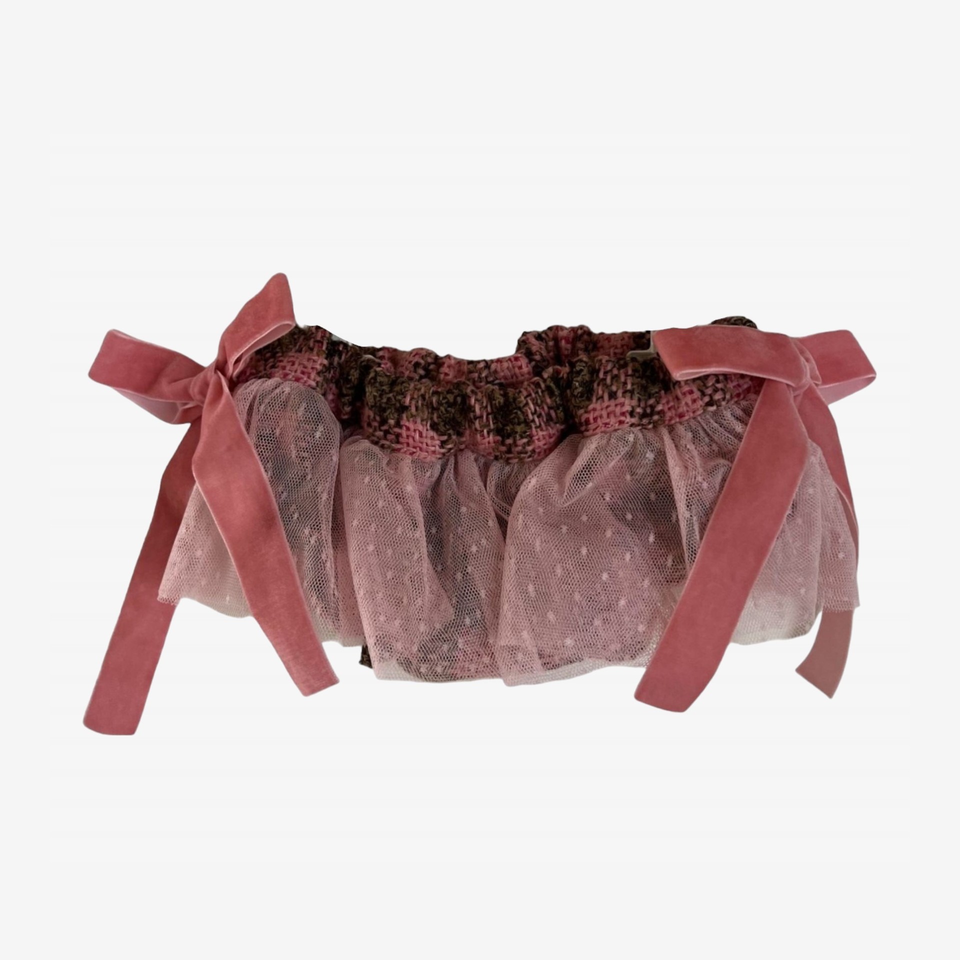 Bloomer Rose et Marron en tweed avec tulle