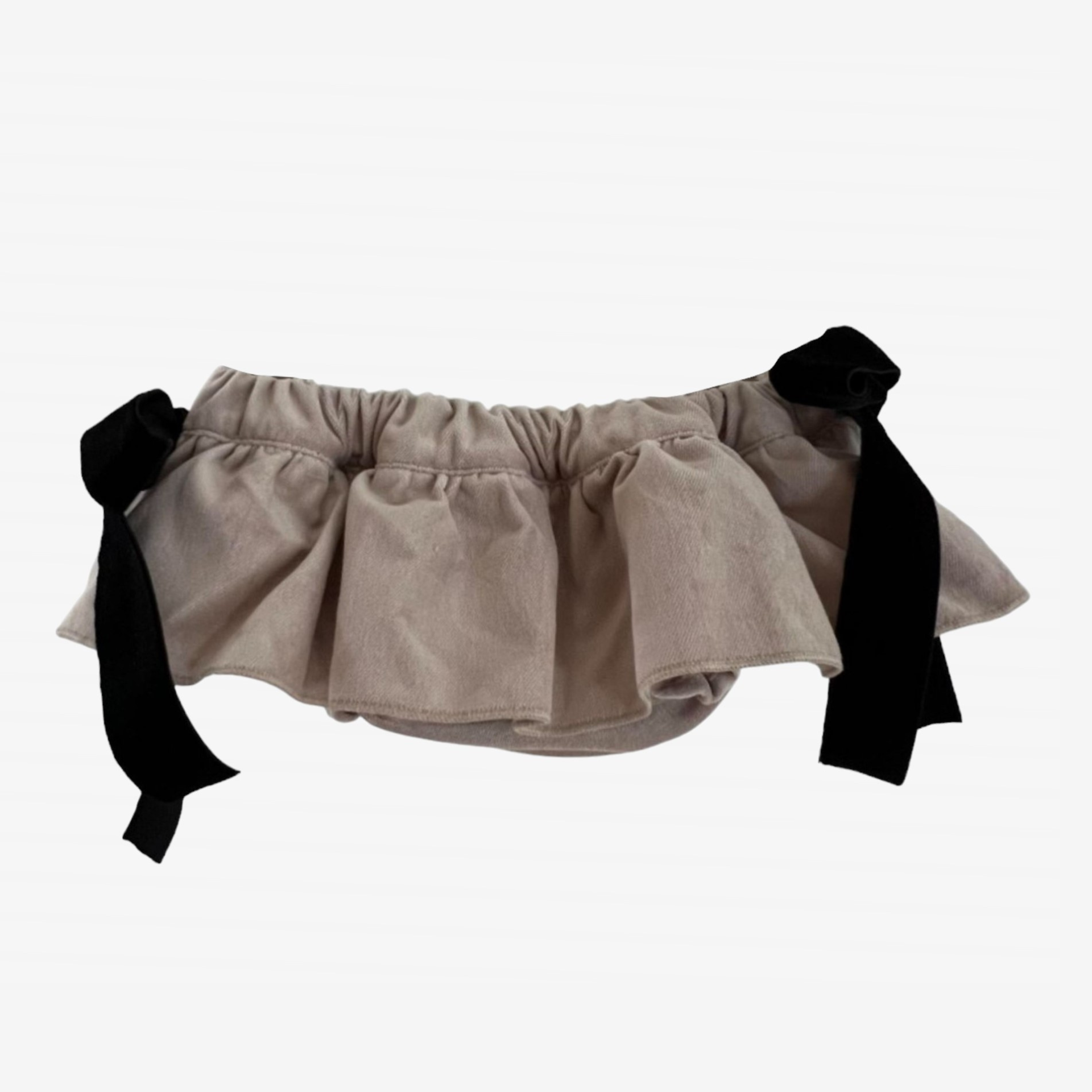 Beige Velvet Bloomer with bow