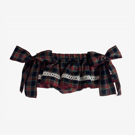 Bordeaux Tartan Bloomer with lace