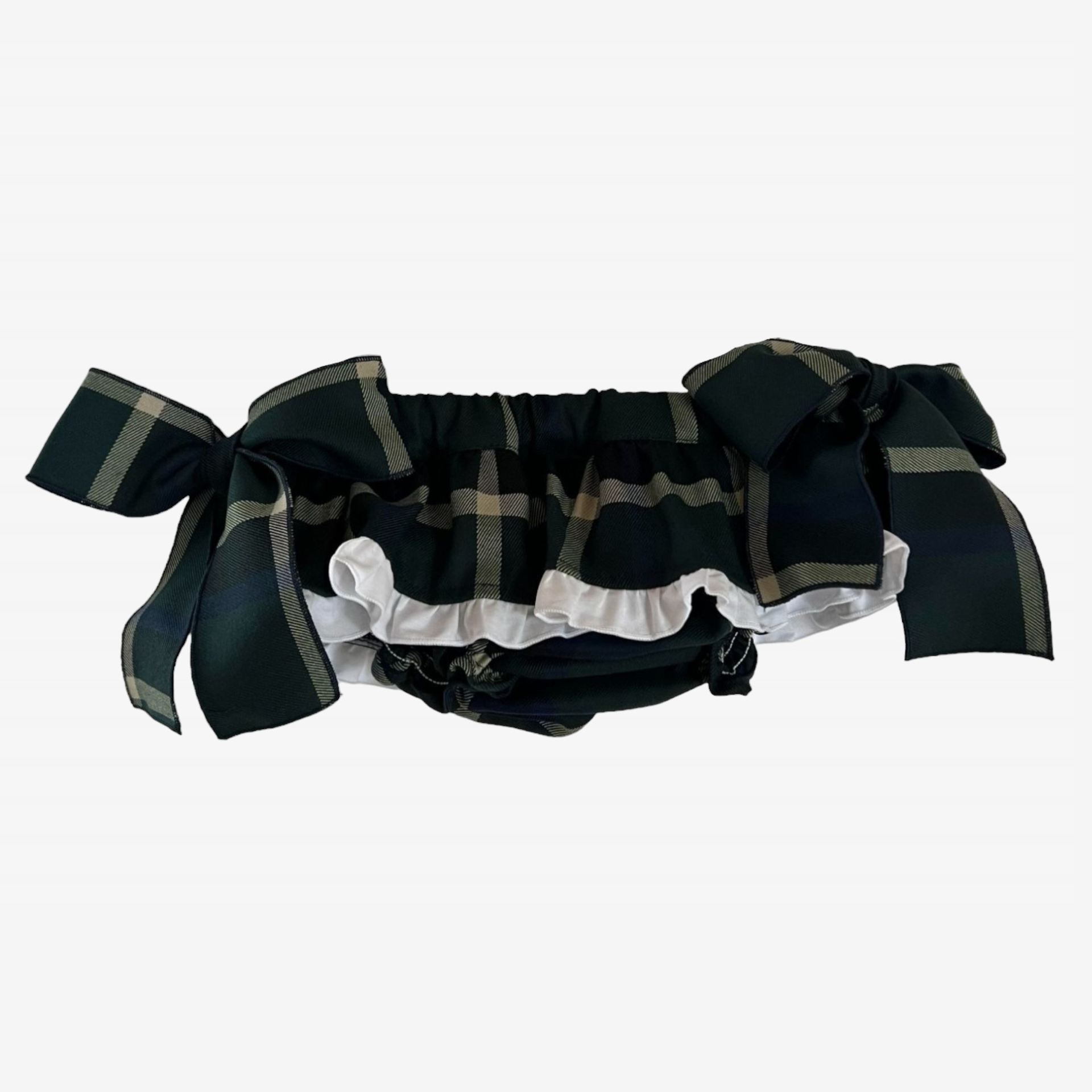 Green Tartan Bloomer with white frill