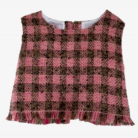 Pink and Brown Tweed Top