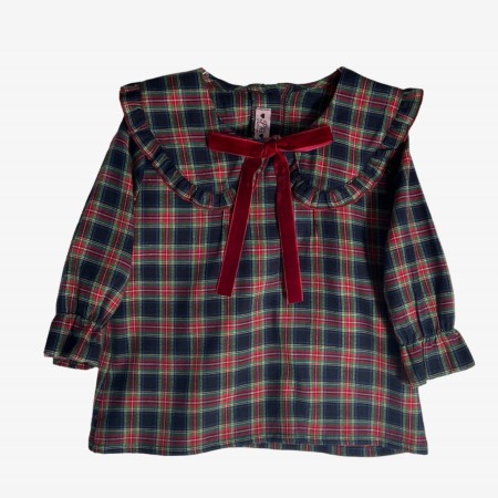 Bordeaux and Blue Tartan Blouse