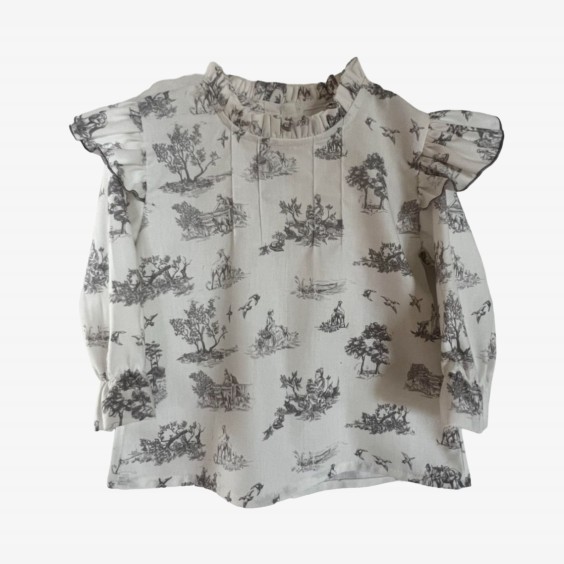 Blouse Toile de Jouy Gris