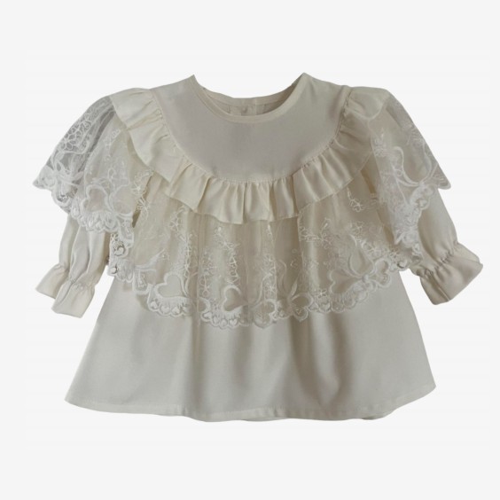 Blouse Crme avec Dentelle