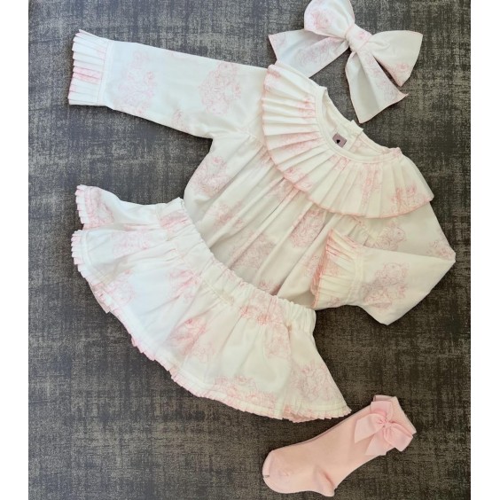 Tapa Fraldas Toile de Jouy Rosa