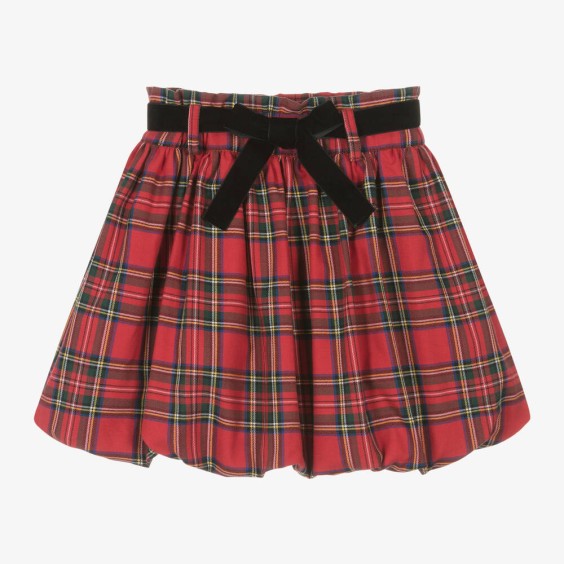 Red Tartan Puffball Skirt