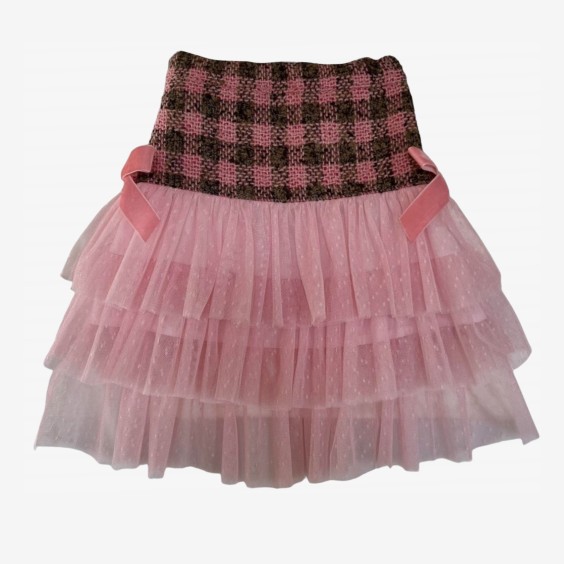 Pink and Brown Tweed Skirt