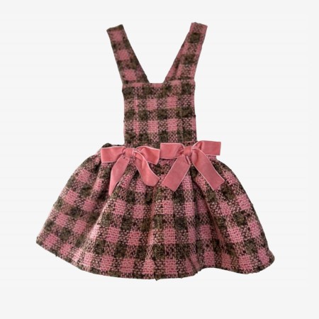 Pink and Brown Tweed Dungaree Skirt