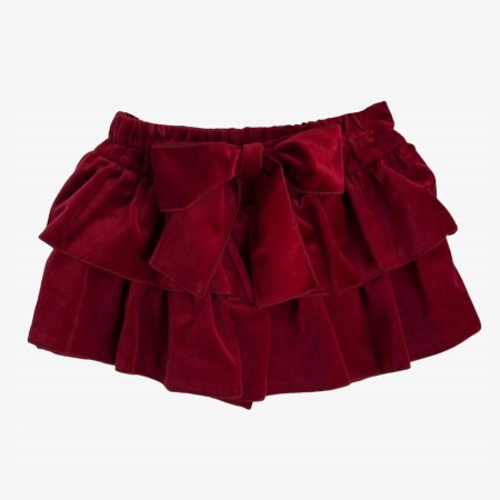 Bordeaux Velvet Frill Skirt