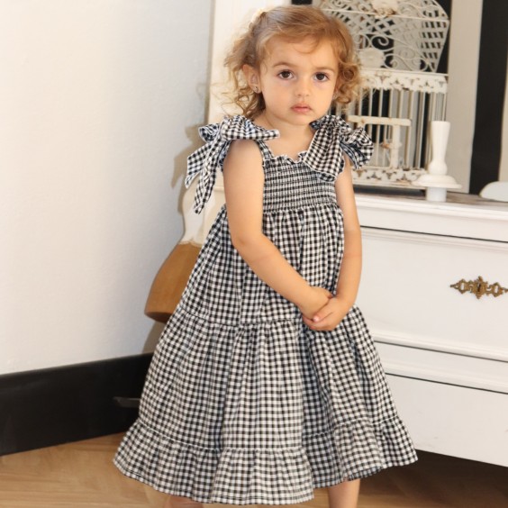 Vestido Vichy preto e branco