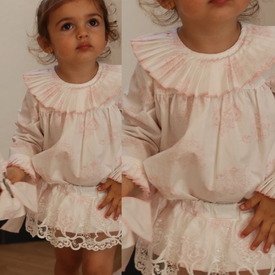 Bloomer Toile de Jouy Rose avec Tulle