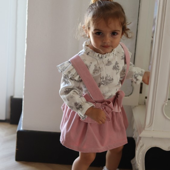 Pink Velvet Skirt with straps
