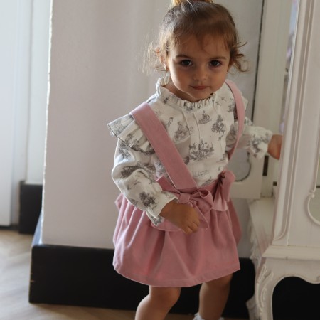 Pink Velvet Skirt with straps