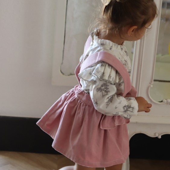 Pink Velvet Skirt with straps
