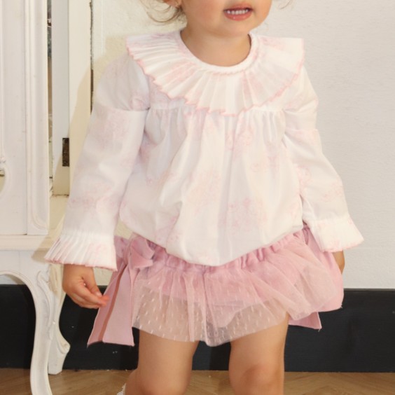 Pink velvet bloomer with pink tule