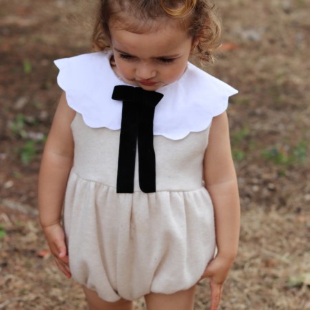 Beige  Romper with bow