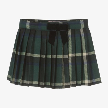 Green Tartan Pleated Skirt