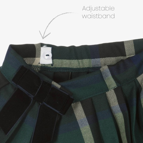 Green Tartan Pleated Skirt