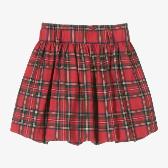 Red Tartan Puffball Skirt