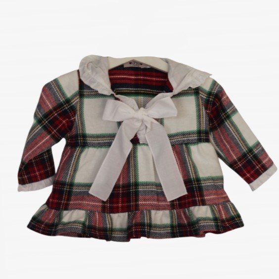 Tunica xadrez vermelho com folho branco